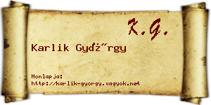 Karlik György névjegykártya